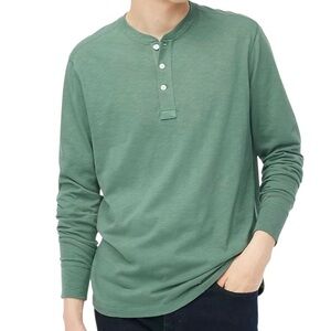 J. Crew Slub Cotton Henley in Dusted Spruce